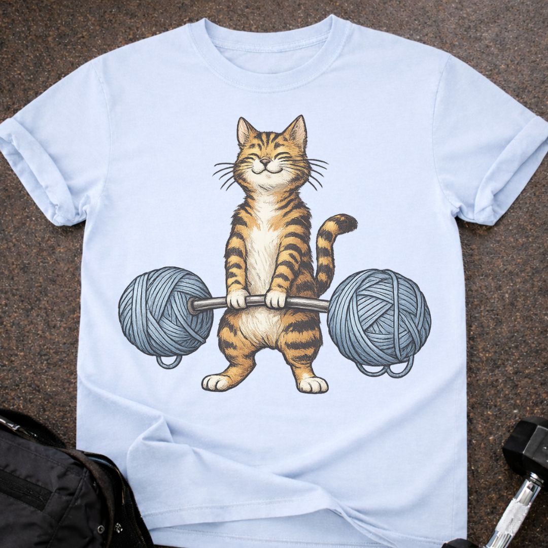 Deadlifting Cat T-shirt