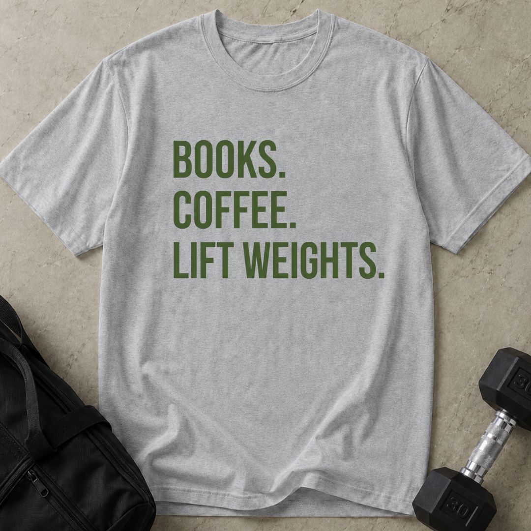 Books, Coffee Lift Weights Tee