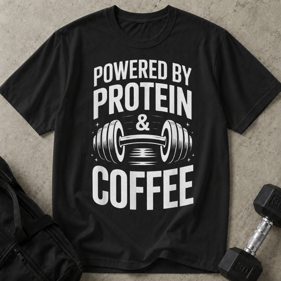Powered By Protein & Coffee Tee
