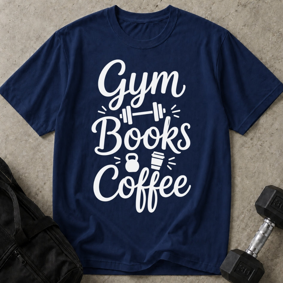 Gym Books Coffee T-shirt