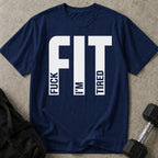 Model wearing the Fit funny gym t-shirt by Lift Society