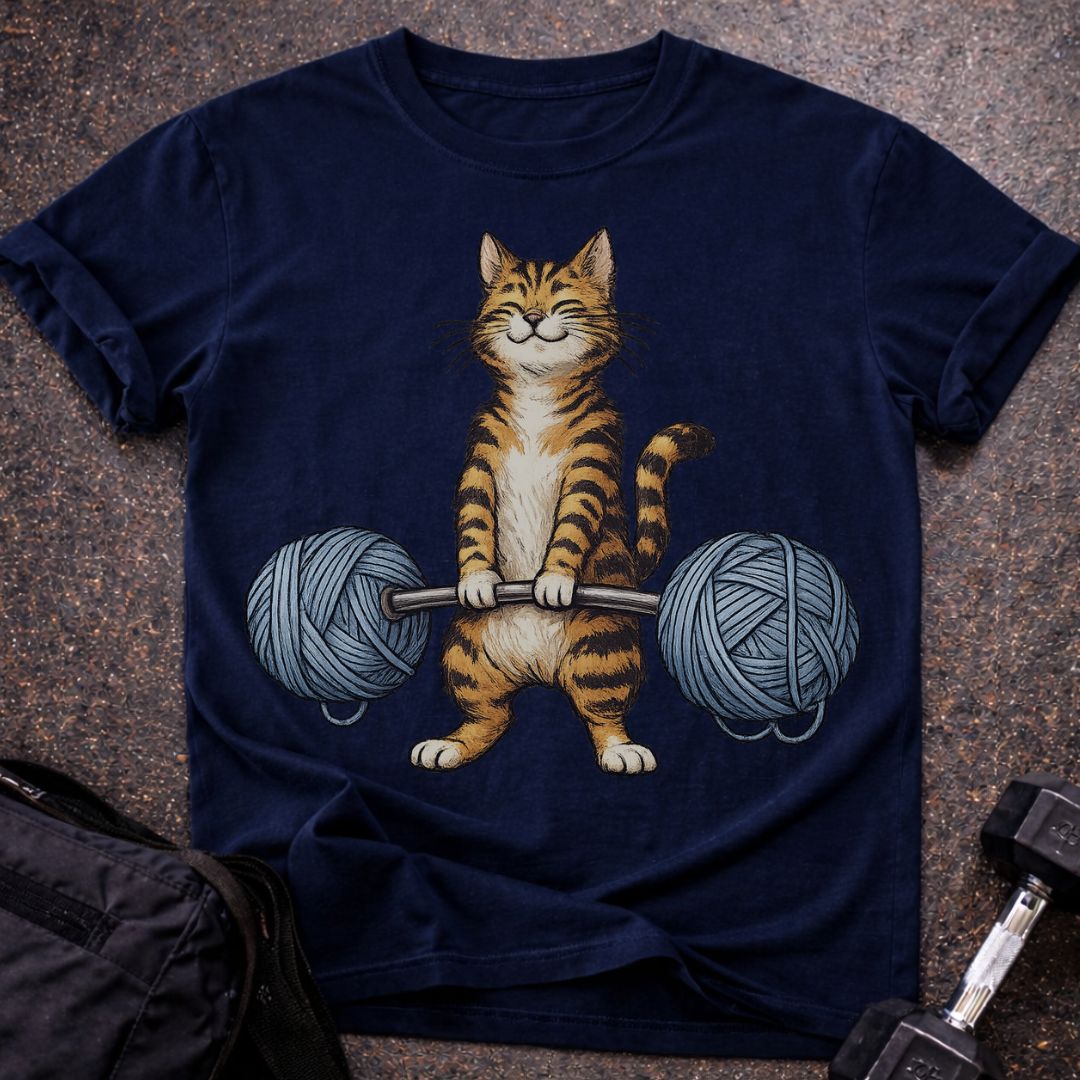 Deadlifting Cat T-shirt