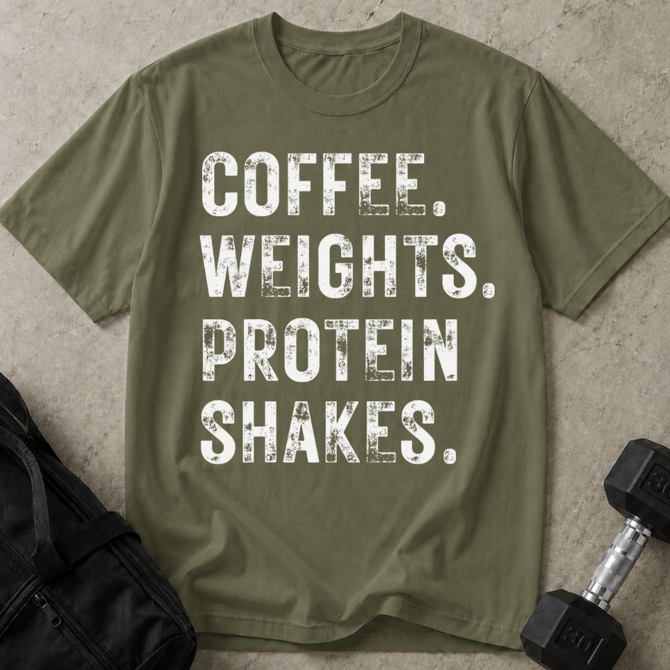 Coffee Weights & Protein Shakes T-shirt