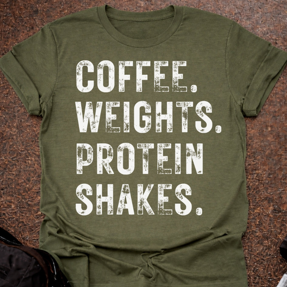 Coffee Weights & Protein Shakes T-shirt
