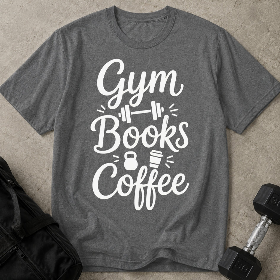 Gym Books Coffee T-shirt