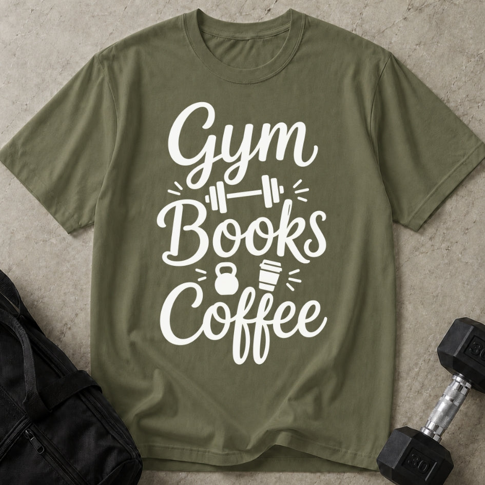 Gym Books Coffee T-shirt