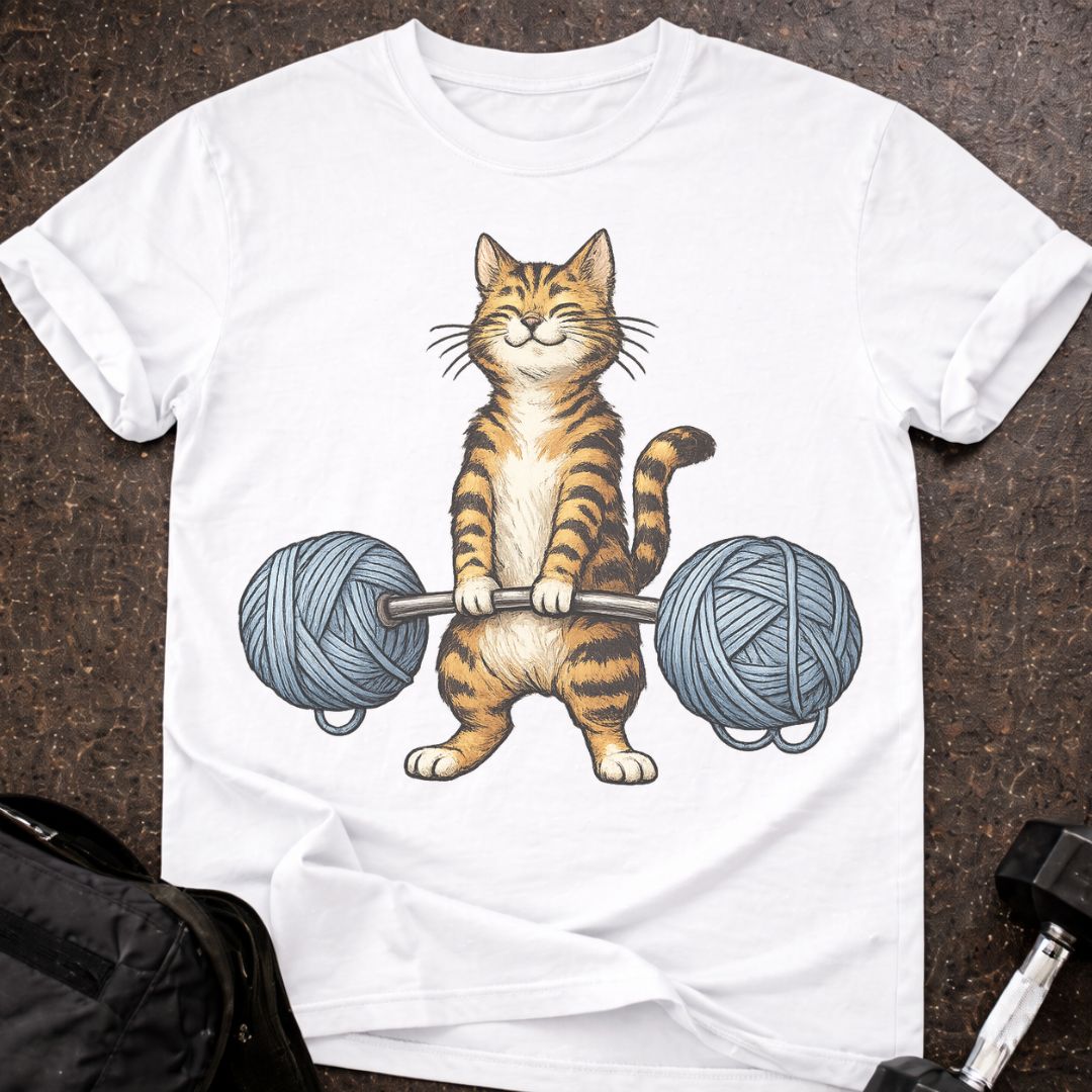 Deadlifting Cat T-shirt
