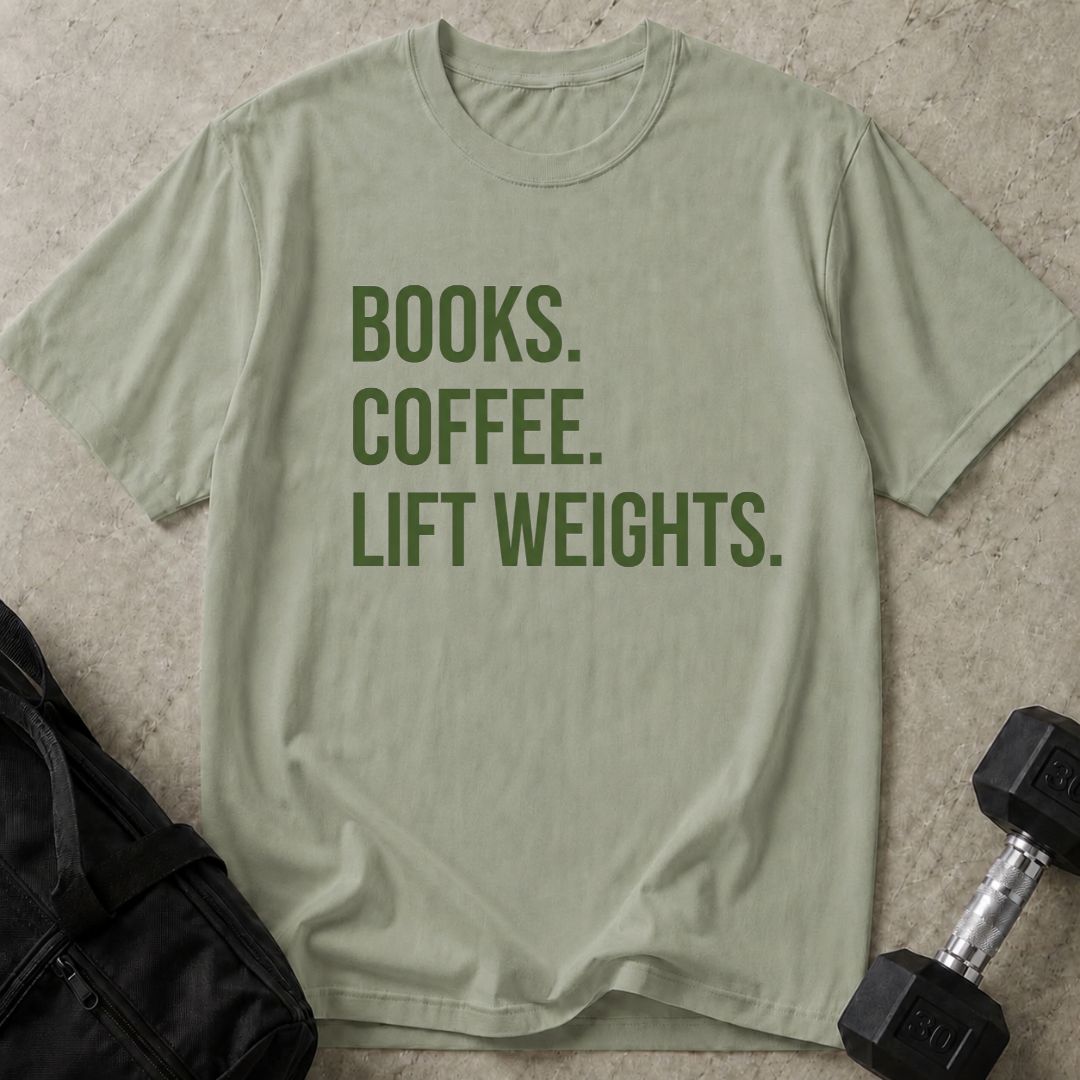 Books, Coffee Lift Weights Tee