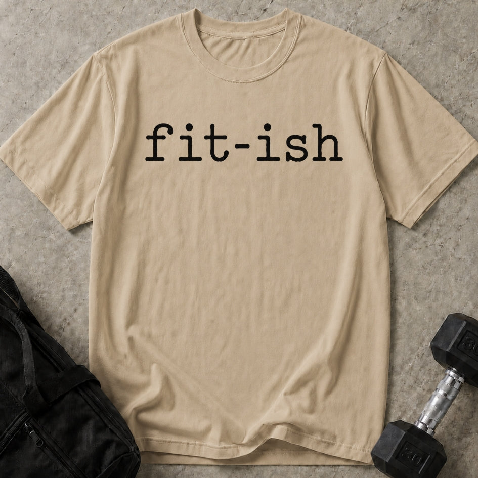 Model wearing the Fit-ish funny gym t-shirt by Lift Society